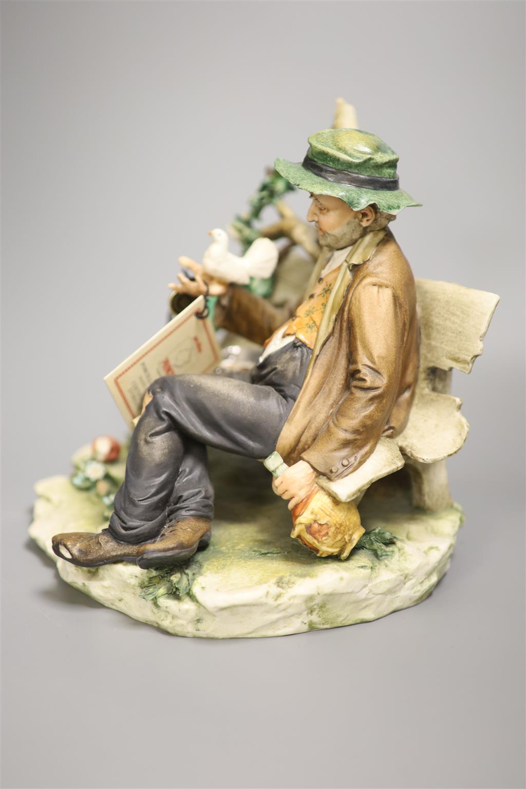 A Capodimonte figure, Tramp and Birds, height 23cm